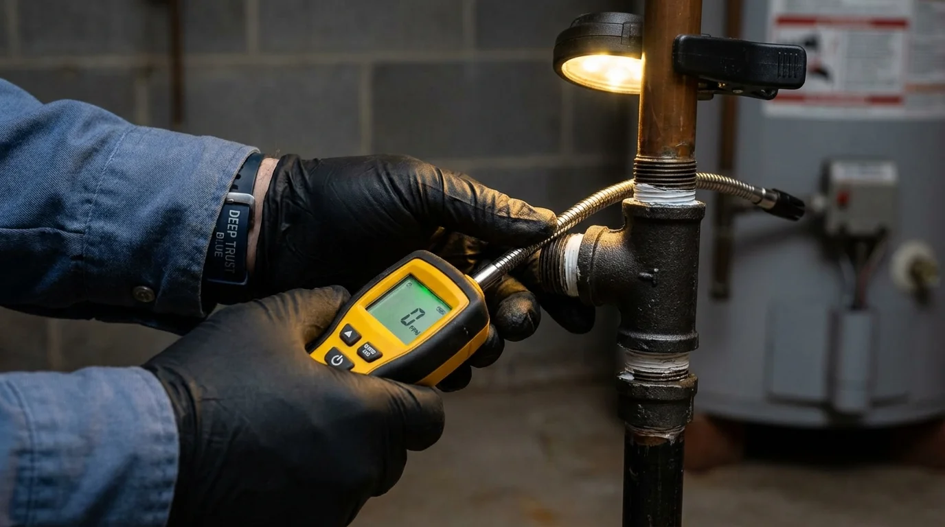 Gas leak detection with electronic sniffer by Johns Plumbing LLC in Shepherdsville