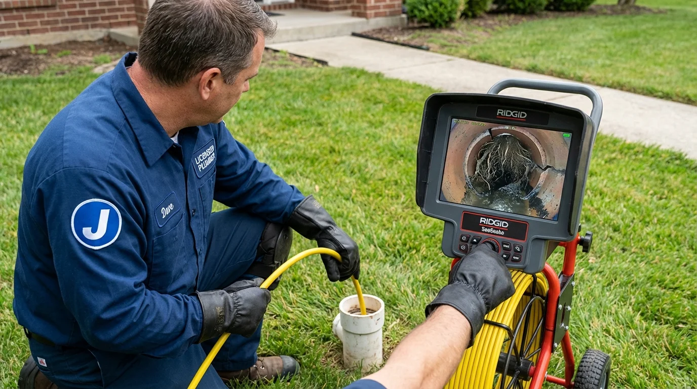 Sewer camera inspection being performed by Johns Plumbing LLC in Shepherdsville