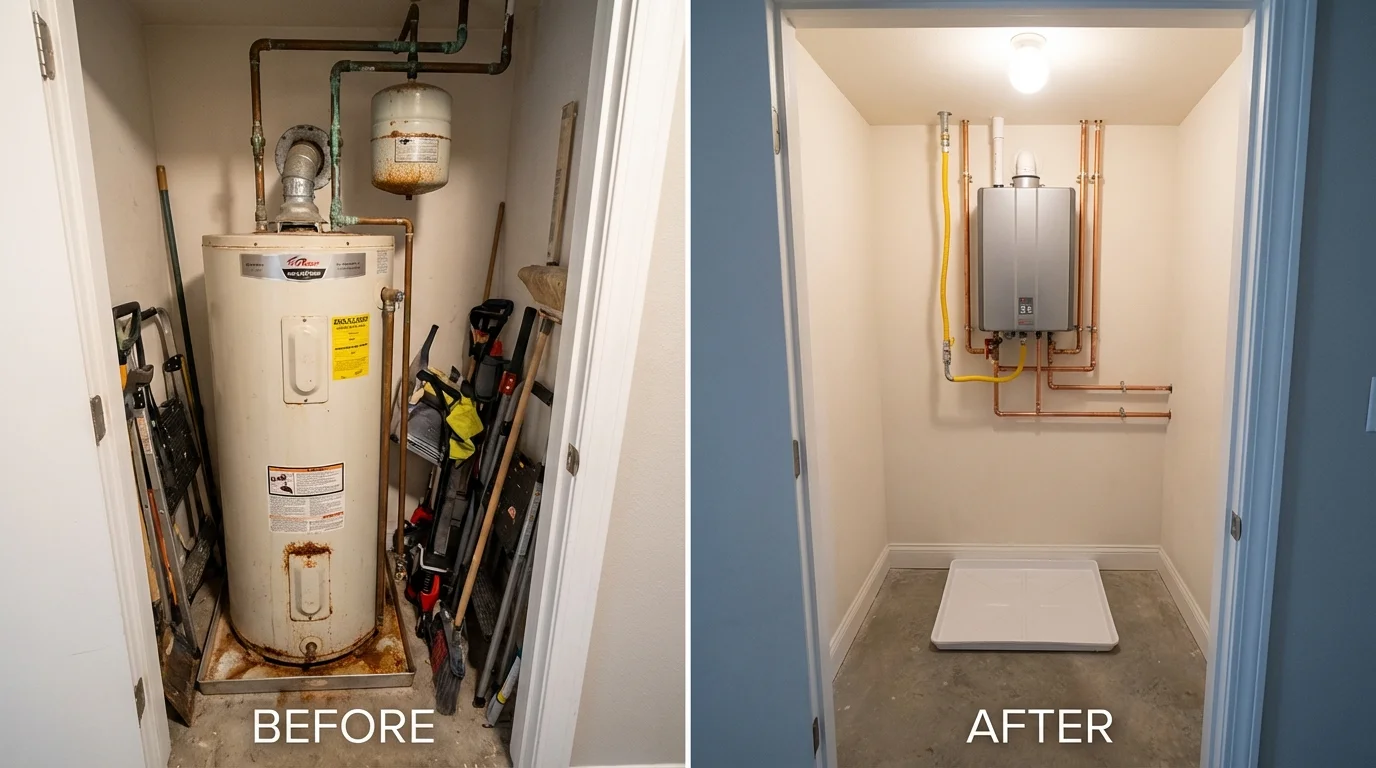 Tank water heater versus wall-mounted tankless unit comparison for Shepherdsville, KY homeowners