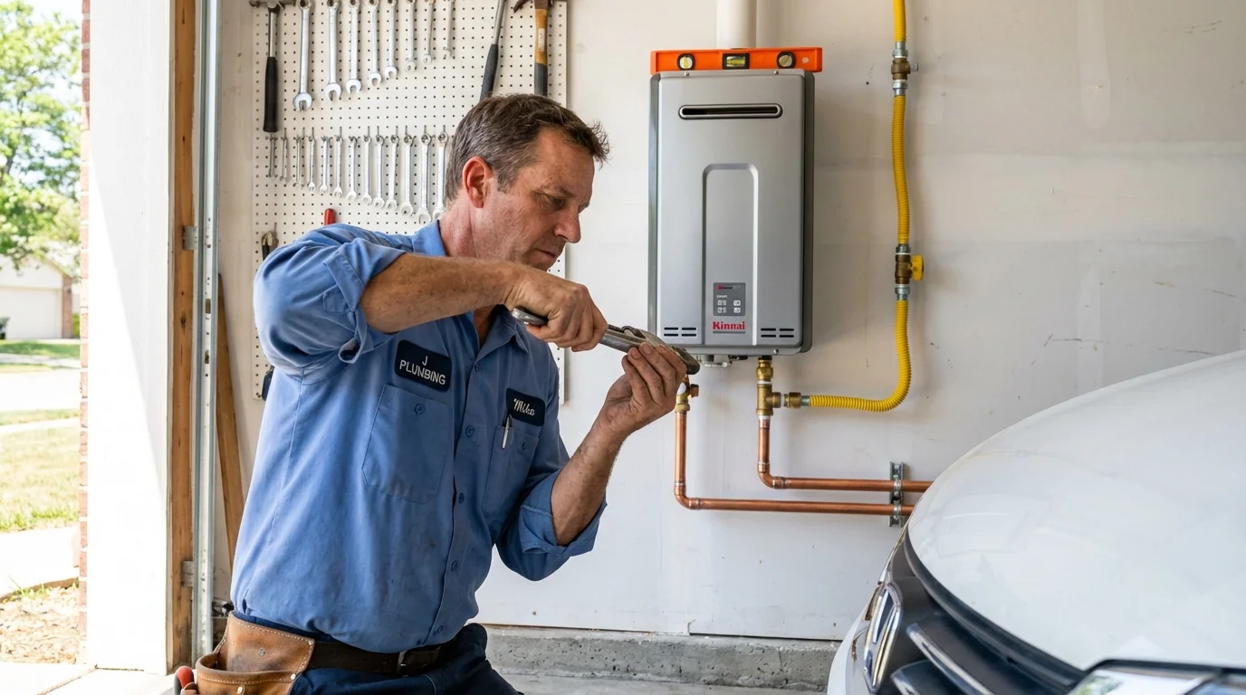 Tankless water heater installation by a Johns Plumbing LLC plumber in Shepherdsville