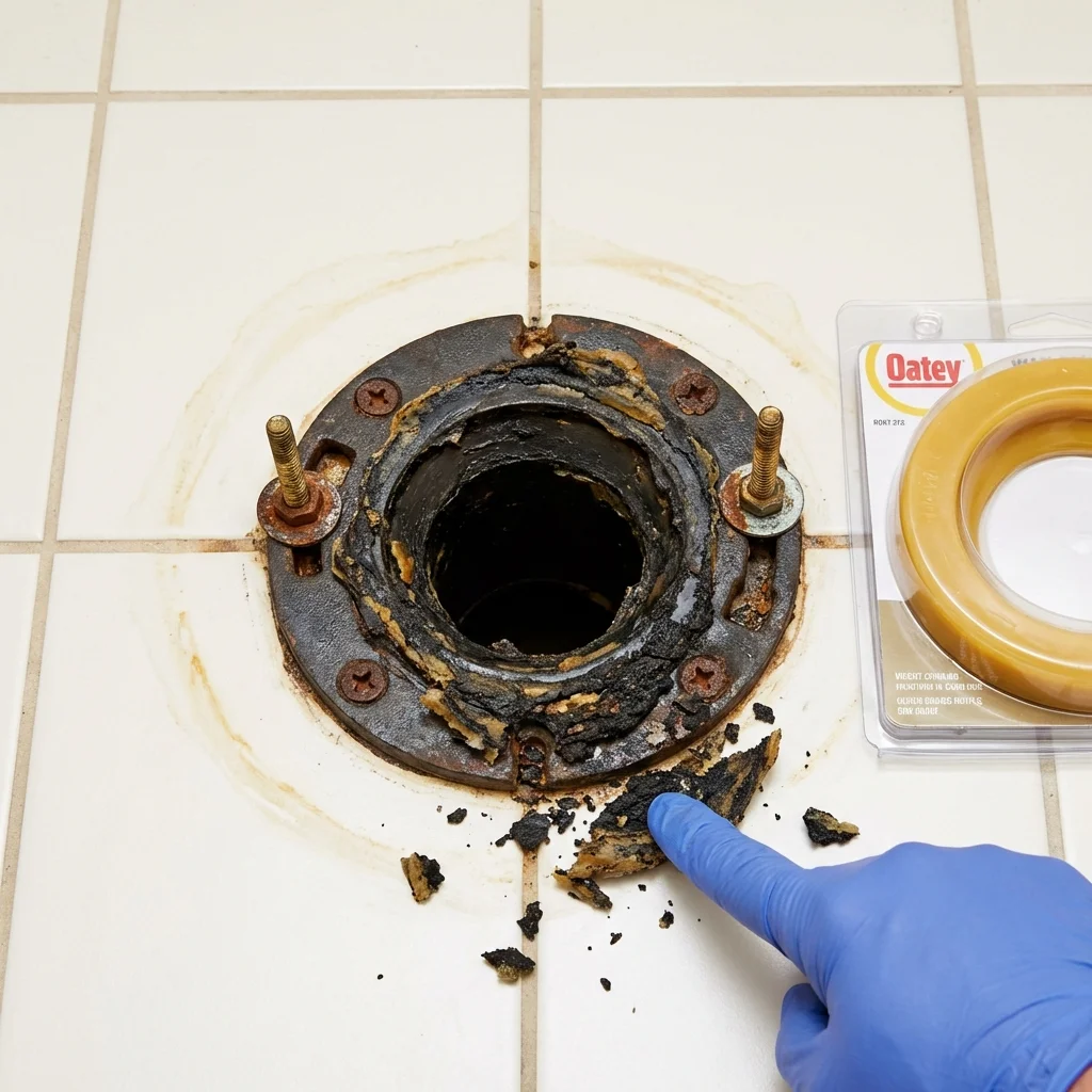 Failed wax ring showing water seepage at the base of a toilet in a Shepherdsville, KY home
